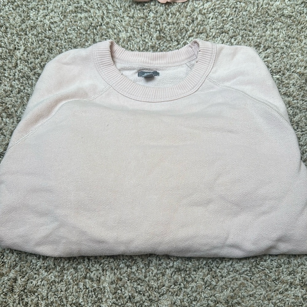baby pink distressed slightly crewneck from aerie